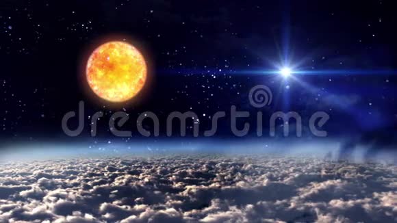 太空夜太阳与星星视频的预览图