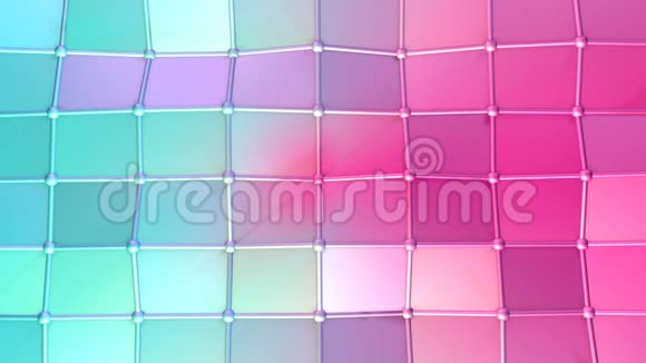 抽象简单的蓝色粉红色低聚三维表面作为未来的网络空间软几何低聚运动背景视频的预览图