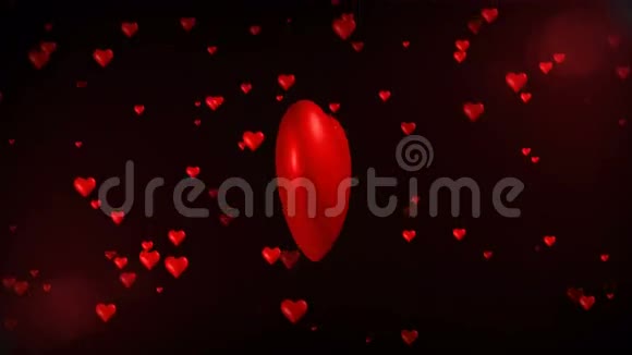 3D动画巨大浪漫红心被许多丘比特箭射中最后一击爆发成小红心视频的预览图
