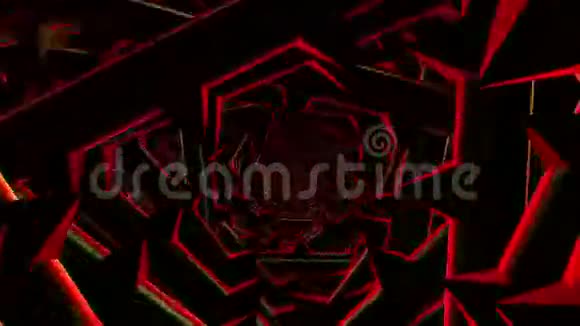 暗红色带刺的旋转隧道视频的预览图