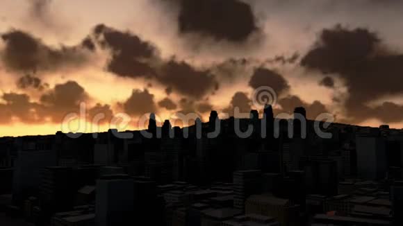 日出时的城市天际线时间流逝的云彩夜以继日视频的预览图