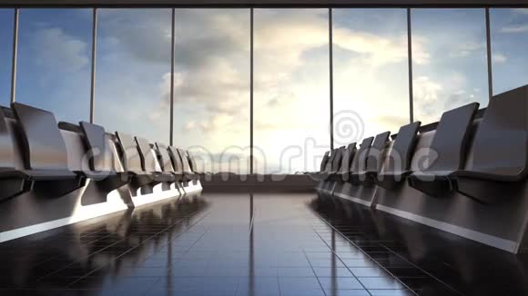 航班等候大厅休息室白天3D绘制视频的预览图