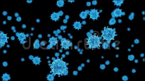 三维蓝色细菌循环动画视频的预览图