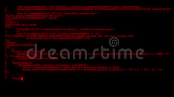 加密快速长时间滚动编程安全黑客代码数据流在红色显示新的质量数字视频的预览图