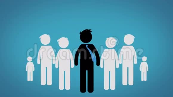 一个团体领袖的概念蓝色背景下的象形文字首席执行官视频的预览图