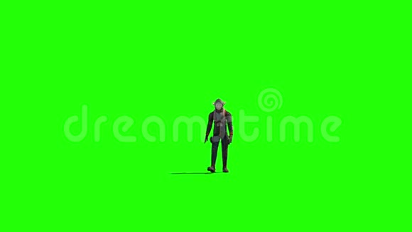 宇航员在绿色屏幕上行走动画火星人视频的预览图