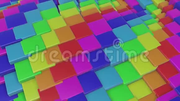 五彩三维立方体慢慢飞翔抽象动画3D渲染视频的预览图