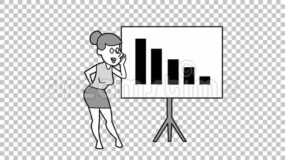 卡通女孩转动酒吧图手工绘制动画阿尔法冰铜视频的预览图
