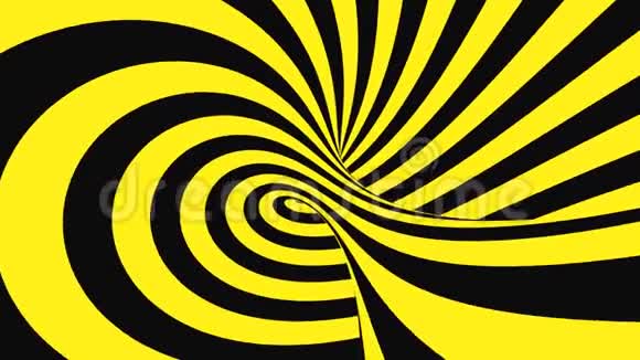 黑色和黄色的迷幻光学错觉催眠动画背景视频的预览图
