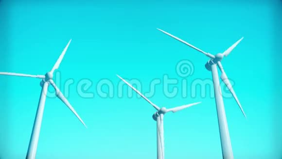 风力发电机三维渲染循环动画视频的预览图