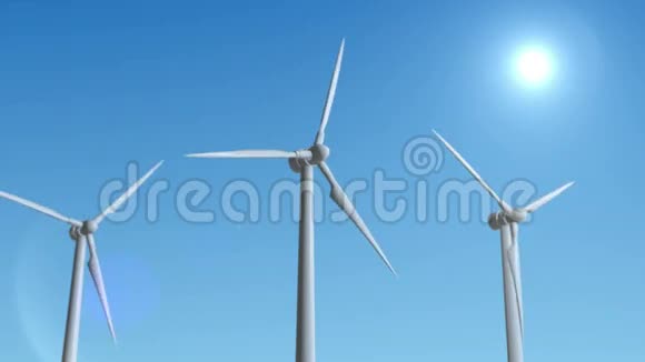 风力发电机三维渲染循环动画视频的预览图