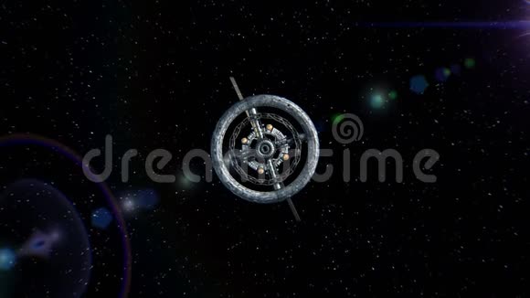 穿越科幻空间站大门的飞行绿色屏幕三维动画视频的预览图