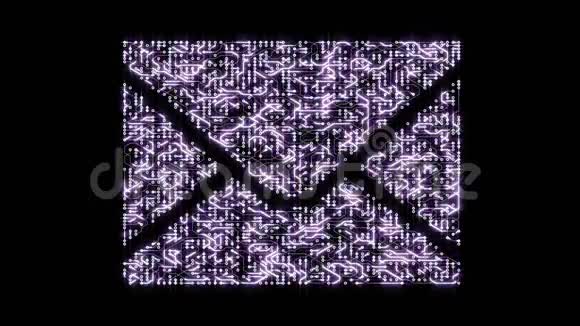 一个具有移动电子形状电子邮件符号的未来主义电路板视频的预览图