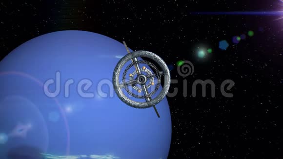 海王星背景上的空间站视频的预览图