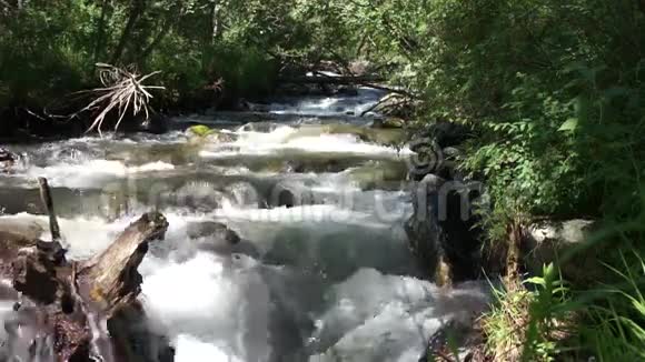 Sayan山脉美丽的小瀑布视频的预览图