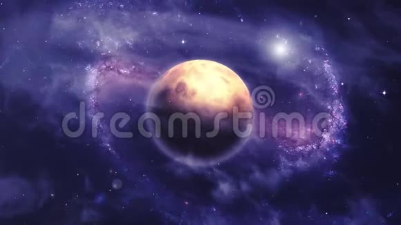 带宇宙飞船的星云空间场景视频的预览图