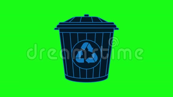 绿色背景上的垃圾桶动画视频的预览图