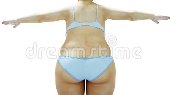 胖的3d女人瘦身和肥胖过程饮食与健康理念孤立的现实的三维渲染视频的预览图