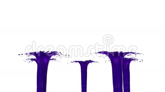 美丽的喷泉喷射液体像紫罗兰汁喷泉与许多液体溪流上升高3D渲染非常视频的预览图
