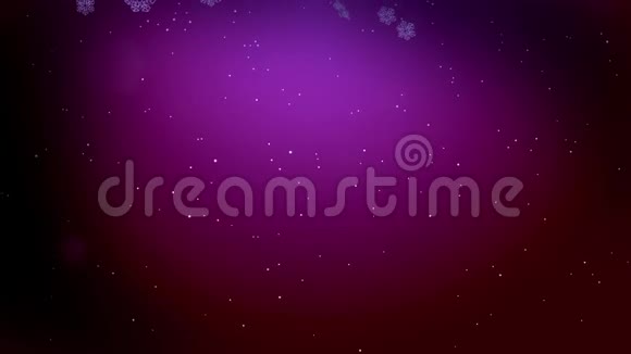 美丽的3D雪花在空气中缓慢地漂浮在紫色的背景下在夜间发光使用动画圣诞视频的预览图