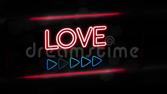 爱情绚丽多彩的霓虹灯板背景视频的预览图