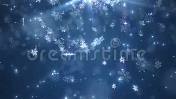 蓝色美丽飘落的雪花视频的预览图