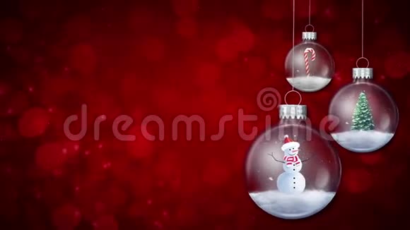 红色圣诞快乐文字循环上的摆饰视频的预览图