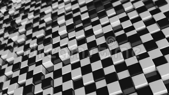 立方体的运动未来主义背景与黑白立方体有反射的立方体视频的预览图