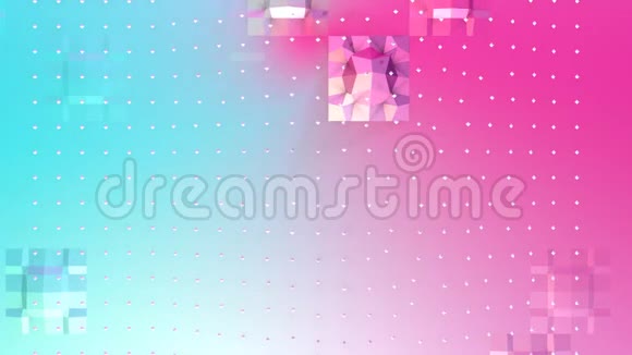 抽象简单的蓝色粉红色低聚三维表面和飞行白色晶体作为创意背景软几何低聚视频的预览图