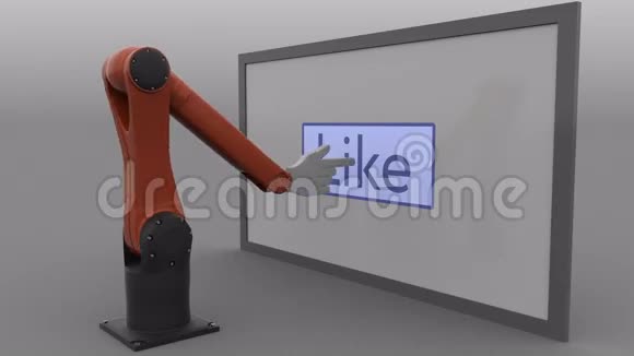 工业机器人手臂像按钮一样按下自动化社交媒体推广概念无缝回路4K夹ProRes视频的预览图