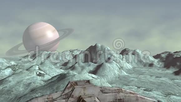4K星球上空的未来宇宙飞船动画视频的预览图