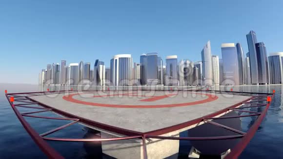 飞行出租车无人机与城市的背景4k视频的预览图