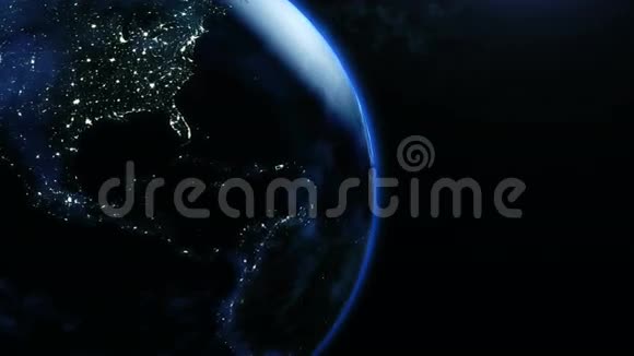 地球在4k夜间旋转的动画视频的预览图