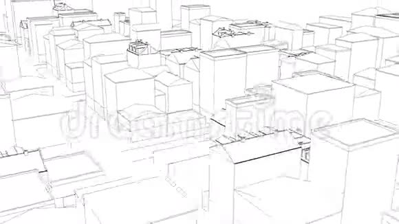 在白色的肮脏的城市上空飞翔能够无缝地盘旋视频的预览图