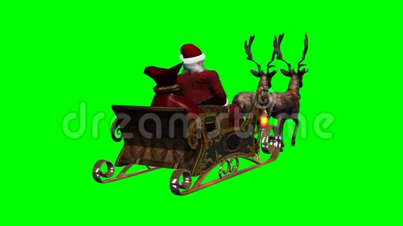 有雪橇的圣诞老人和跑步的驯鹿视频的预览图