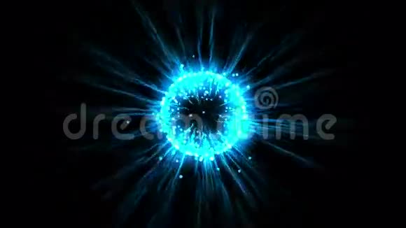 蓝色耀斑球光纤激光飞行粒子能量技术背景视频的预览图