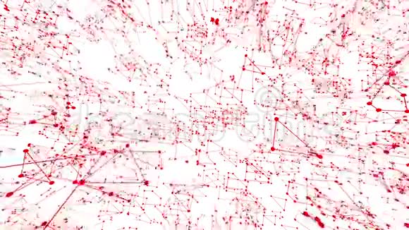 抽象干净的红色挥动三维网格或网格作为干净的背景红色几何振动环境或脉动数学视频的预览图
