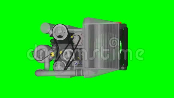 涡轮增压四缸高性能发动机为跑车模型绕中轴线旋转环类视频的预览图