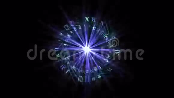 罗马数字射线星光能量粒子烟花背景技术时间视频的预览图