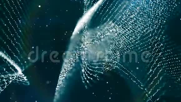 多夫粒子美丽的波浪表面与织物效果三维渲染计算机渲染抽象视频的预览图