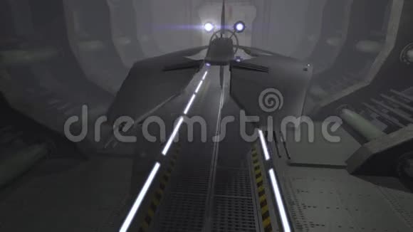 未来主义宇宙飞船在三维走廊视频的预览图