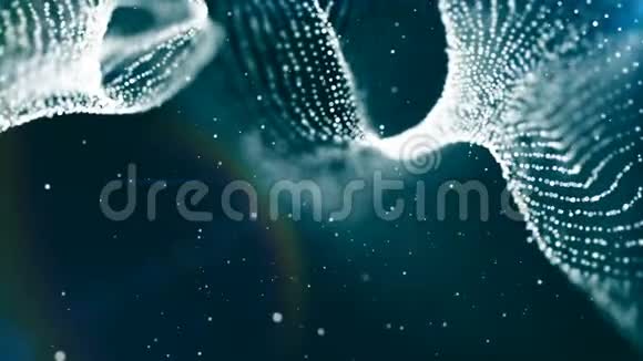 多夫粒子美丽的波浪表面与织物效果三维渲染计算机渲染抽象视频的预览图