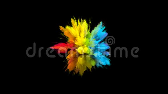 彩色燃烧彩虹粉末爆炸液体油墨颗粒视频的预览图