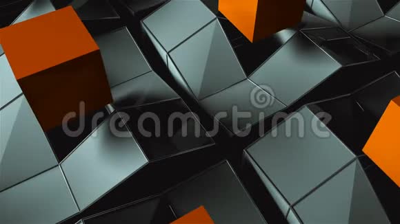 许多有阴影的上升和旋转立方体计算机生成现代抽象背景三维渲染视频的预览图