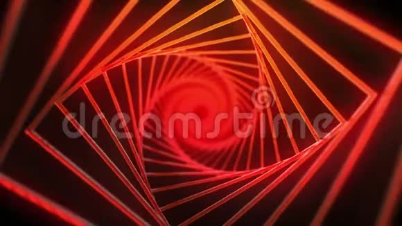 带有辉光效应的红色方块的螺旋背景视频的预览图