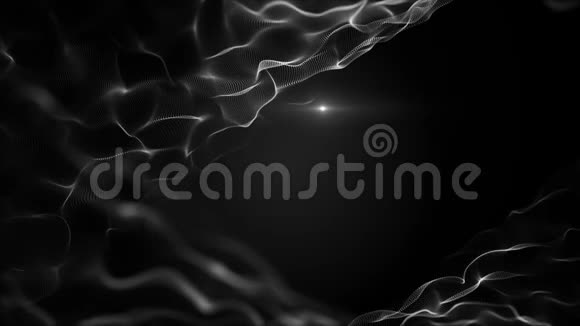 抽象流体液体背景白色模仿波浪它们在黑色的背景下移动光线模糊视频的预览图