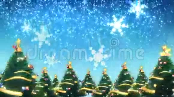 圣诞树和雪动画循环视频的预览图