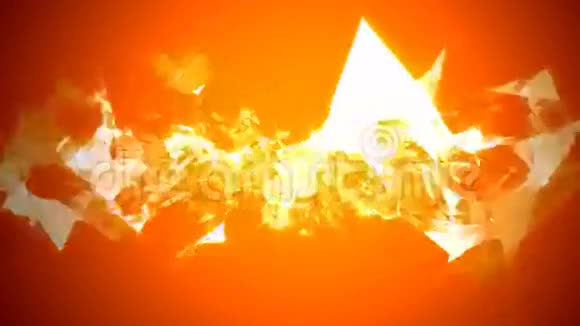 在橙色背景上的尖锐三角形等离子喷涂视频的预览图