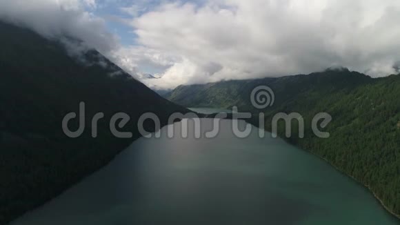 阿尔泰山脉中的多恩斯基湖雪松和落叶松视频的预览图