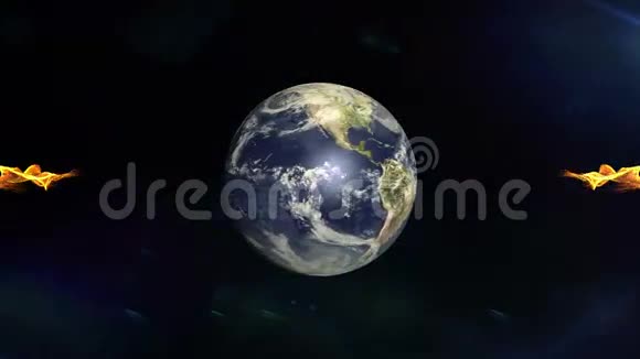 旋转地球和耀斑火灾视频的预览图